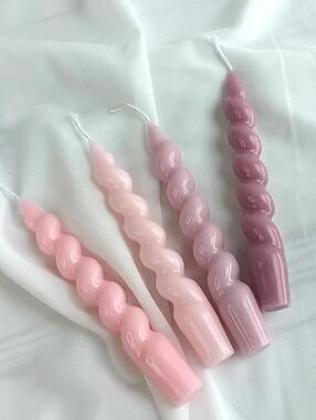 NWT 4-Pack 7" Twisted Taper Candles In Pink/Mauve Mix Unscented